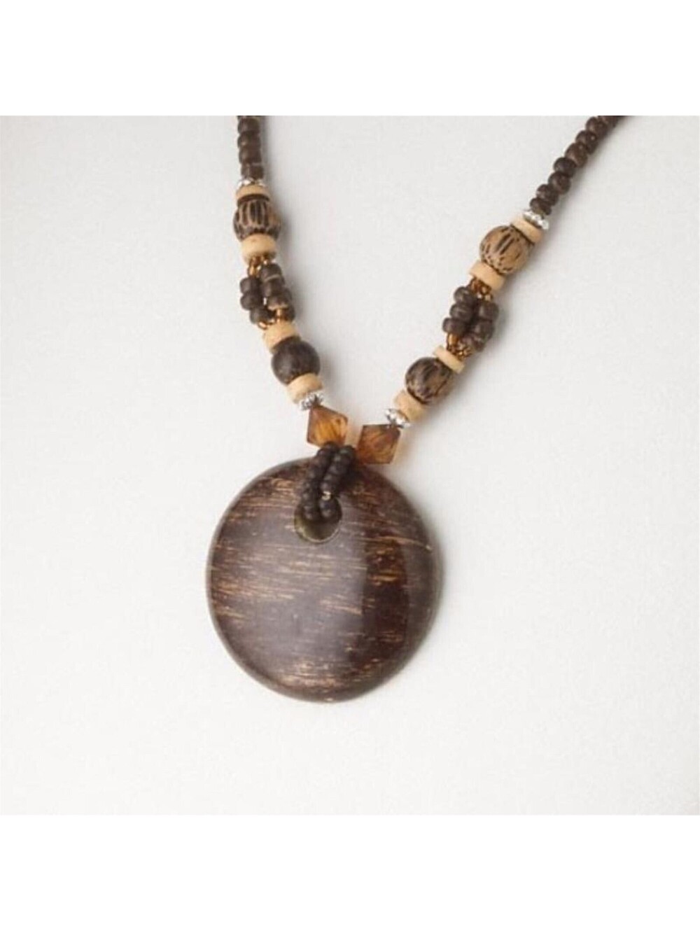 Polished Tropical Banana Bark Pendant Necklace